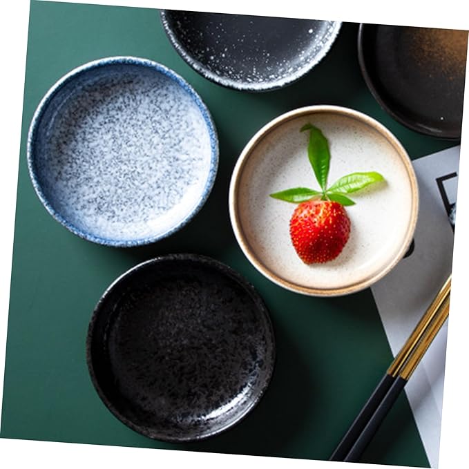 Alipis 4pcs Ceramic Sauce Plates Small Dipping Dishes for Appetizers Ethnic Style Tableware Microwave Dishwasher Safe for Home Use and Entertaining
