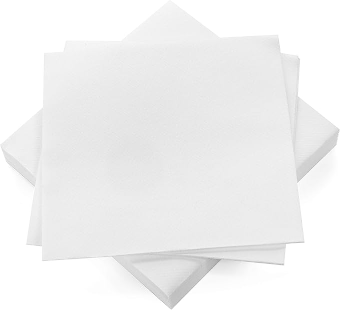 AMERICAN HOMESTEAD White Cocktail Napkins - Premium 4.75"x4.75" Disposable Linen-Like Beverage Napkins - Bulk Square Party Bar Serviettes for Weddings, Parties, Events, and Everyday Use - 600 Count