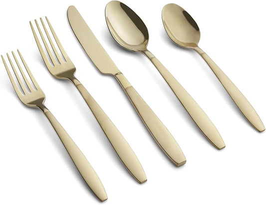 Cambridge 514345GZR Mathison Champagne Sand/Mirror 45-Piece Flatware Set