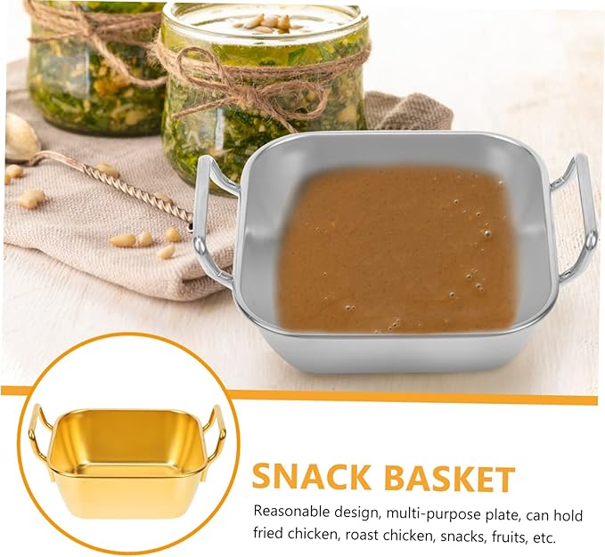 Grill Serving Tray Snack Holder Fried Chicken Basket Thickened Dessert Tray French Fries Plate Double Handled