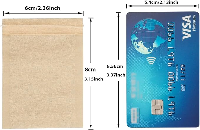 Eketirry 200pcs Disposable Tea Bags for Loose Tea, Empty Tea Bag with Wood Pulp Material, Unbleached Tea Filter Bag with Drawstring (Initial,2.36 x3.15 inch)