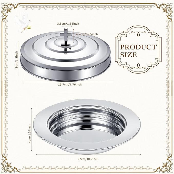 Cmmunion Trays for Churches, Communion Set Communion Tray with Lid Set Communion Plates for Church Supplies Communion Supplies (Silver)