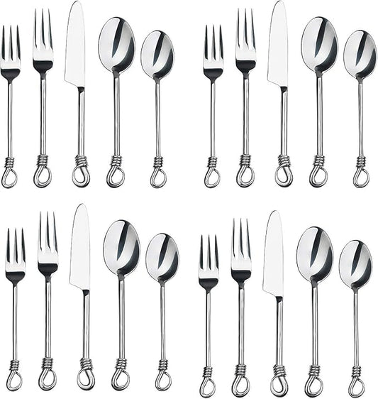Silverware Twist Collection Polished Stainless Steel Flatware Set (Set of 4)