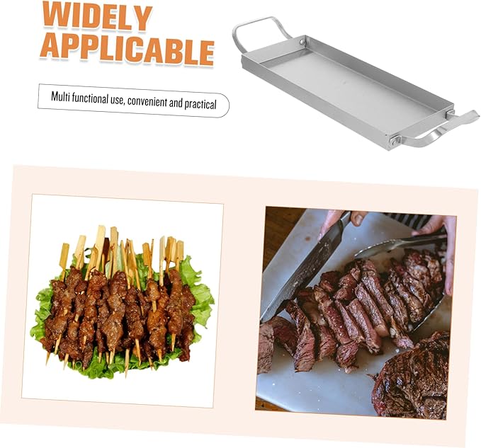 Stainless Steel Bbq Serving Tray with Handles for Appetizers Snacks and Desserts Korean Design for Gripping and