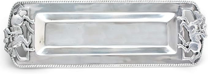 Arthur Court Metal Aluminum Thoroughbred Horse Oblong Serving Silver Tone Party Tray Equine Décor 18 inch x 6 inch