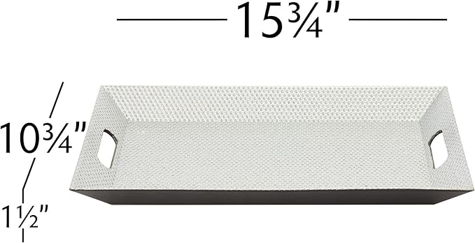 Simply Elegant Pack of 6 Silver Beaded Rectangle Tray – 15.75 x 10.75 x 1.5 Inches, Lightweight Serving Tray, Durable Quality, High-Grade Plastic, Unbreakable, Decorative Tray