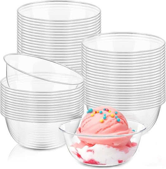 80 Pack 6 oz Clear Plastic Bowls, Disposable Salad Serving Bowls for Soup Fruit Snack Appetizer Parfait, Small Durable Ice Cream Dessert Bowls for Home Kitchen Wedding Catering Party Supplies