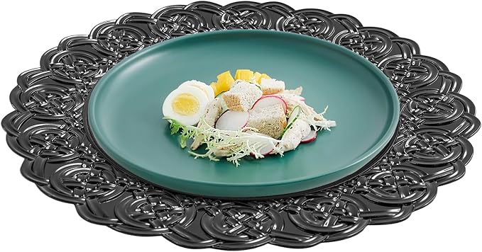 Black Plastic Charger Plates Set of 100, 13” Reusable Party Chargers for Dinner Plates, Elegant Round Service Plate Chargers Bulk Decorative for Wedding, Catering Table Decor