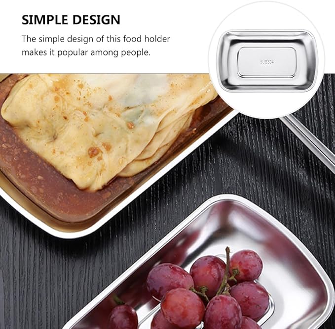 BESPORTBLE 304 Stainless Steel Tray Large Fruit Snack Serving Tray Food Holder Hotel Towel Dish for Kitchen and Dining