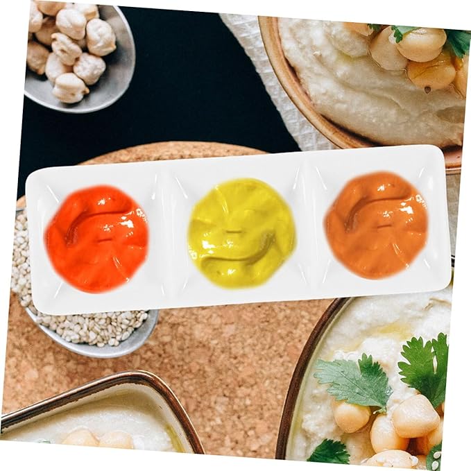 4Pcs Ceramic Serving Platter Compartment Sauce Dishes for Condiments Appetizers and Portions for Parties Gatherings and Everyday Use