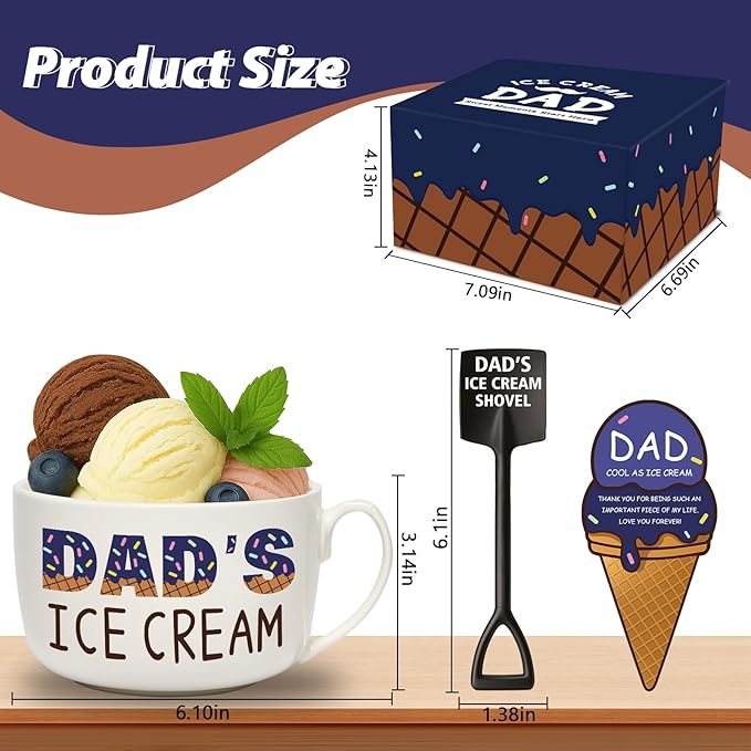 Dad Gifts for Christmas - Dad's Ice Cream Bowl and Shovel Set - Ideal Fathers Day Birthday Gifts from Daughter Son