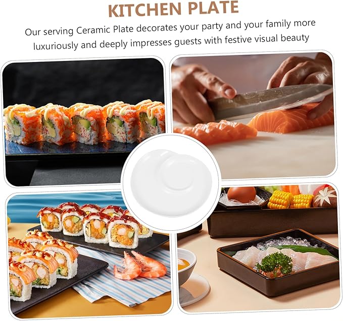 Zerodeko Ceramic Plate Divided Dumpling Serving Dish Party Platter Sauce Holder