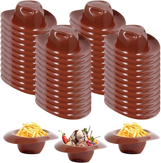 Uiifan 48 Pcs Cowboy Hats Ice Cream Bowls Snacks Yogurt Cups Cowboy Doll Hat for Crafts Dollhouse Decor Western Party Favor
