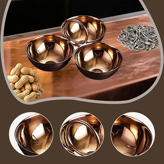 Stainless Steel Snack Serving Bowls Serving Trays Versatile Easy to Clean Appetizer Plates Fruit Plates for Party Bar Candies (Rose Gold)