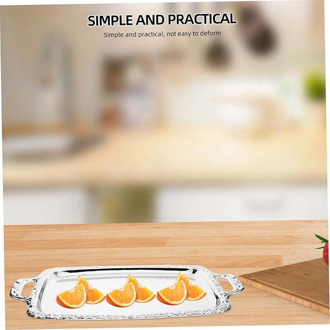 Healifty Elegant Stainless Steel Serving Tray Smooth Design for Fruits Snacks and Appetizers for Parties Family Gatherings and Special Occasions