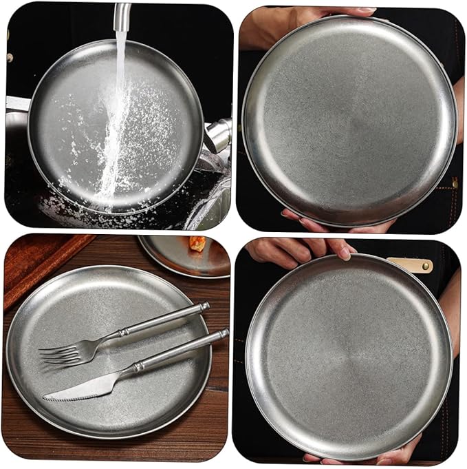 Stainless Steel Tea Party Dishes Pizza Pan Food Preservation Bar Serving Steak Cookie Tray Hamburger Banquet