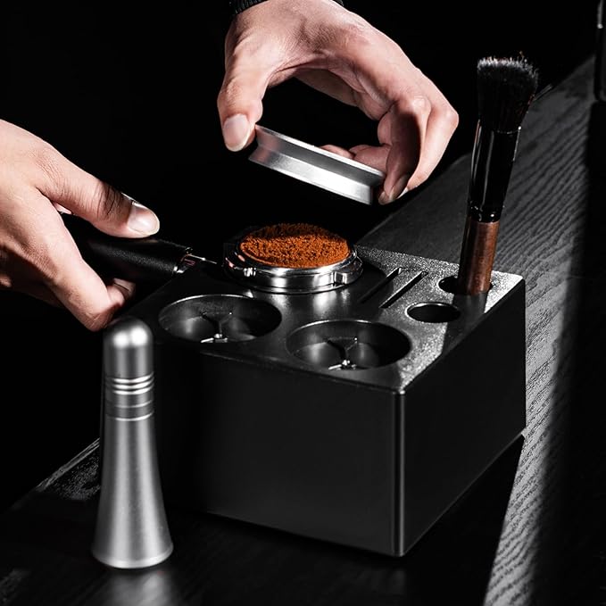 IKAPE 58MM Espresso Tamper Kit 6 in 1, Coffee Tamper, WDT Tool, Magnetic Dosing Funnel, Puck Screen, Milk Pitcher, Cleaning Brush