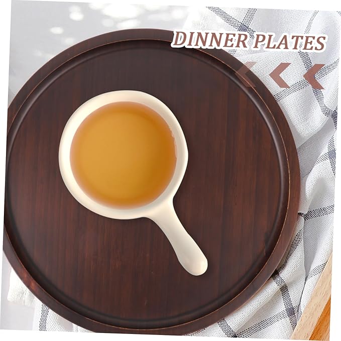 Bamboo Serving Tray Creative Wooden Pizza and Cake Display Tray Walnut Color Multi-use for Home Coffee Table and Events