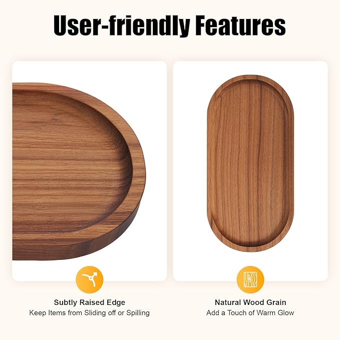 12 Pcs Wood Serving Trays, 10 Inch Oval Charcuterie Boards Set - Acacia Wood Cheese Boards Platters for Snacks, Fruit, Dessert, Appetizer, Rustic Kitchen & Party Serving Dishes (Wood Color)