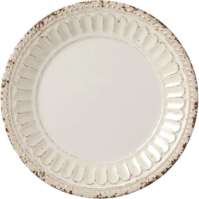 UP UPware Chateau Melamine Round Dessert Plates, Small Serving Plates, for Appetizer, Snacks, and Side Dishes, Sand, 6 Inch, Set of 4