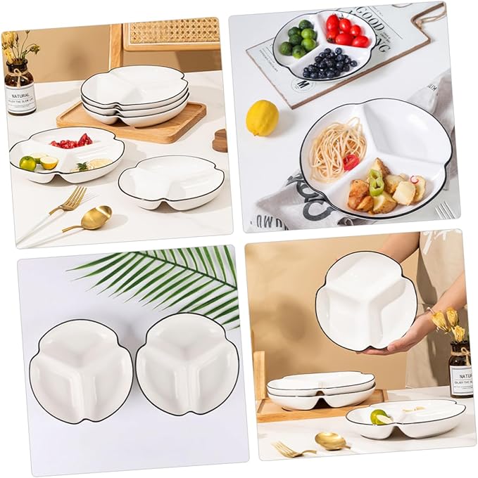 Zerodeko Ceramic Plates Divided Dinner Plate Sections for Salad Dessert Dish Serving