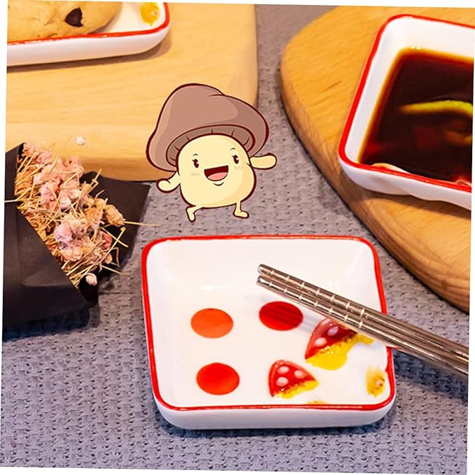2pcs Sauce Dish Mushroom Ceramic Plates Appetizer Dishes for Cottagecore Kitchen