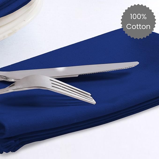 Set of 12 Cloth Dinner Napkins 100% Cotton - Soft Durable Washable - Ideal for Farmhouse Party Weddings Christmas Easter - Perfect Everyday Use Table Linen Cloth Napkins Navy Blue 17x17