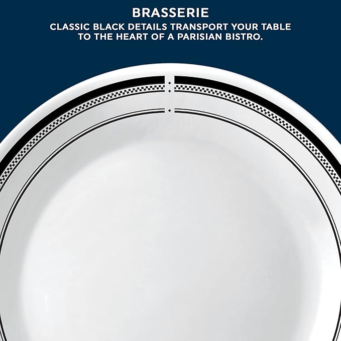 Corelle Vitrelle 10.25" Dinner Plates Set, Triple Layer Glass and Chip Resistant, Lightweight Round Plates, 6-Piece Brasserie