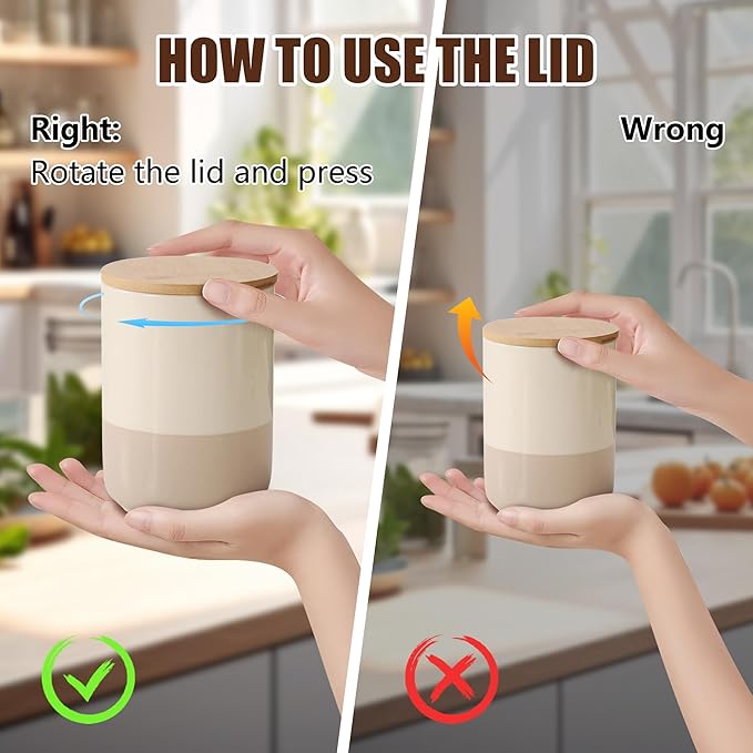 Ceramic Canister with Airtight Seal Lid, Kitchen Canisters for Countertop, Large Food Storage Jar for Flour, Coffee Bean, Sugar, Tea, Spices and More, Home Decor (1300ml/43.96oz)
