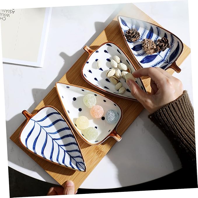 Zerodeko Leaf Shape Mini Ceramic Sauce Plate Dish Plate for Appetizers Desserts