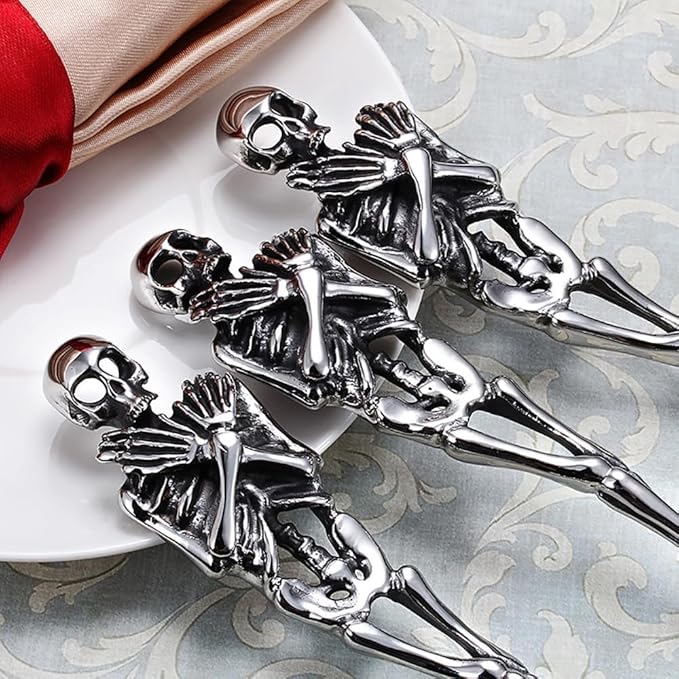 Cutlery Silverware Set 12 Piece Flatware Set for 4, Creative Skeleton Handle 18/10 Stainless Steel include Forks Spoons Dinner Knives Flatware-Serving-Sets