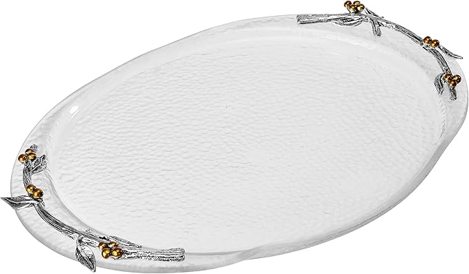 Fitz and Floyd Nature's Greeting Glass Serve Decorative Tray, 14 x 9.75 x 1.25 Inch