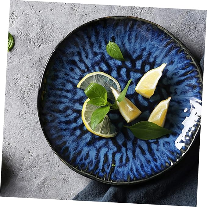 Ciieeo 1pc Vintage Looking Ceramic Plate Stylish Western Food Serving Great for Everyday Meals Banquets Celebrations