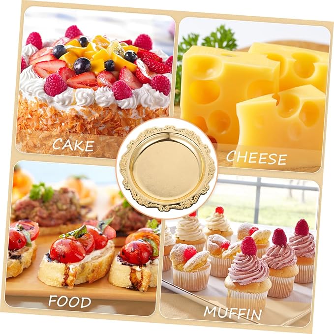 Decorative Iron Serving Tray Silver Round Platter for Food Snacks Jewelry Storage Plate for Home Parties
