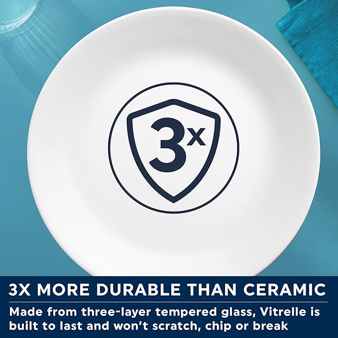 Corelle 12pc Bella Faenza Dinnerware Set for 4 - 3X More Durable Glass, Half Weight of Ceramic, up to 80% Recycled