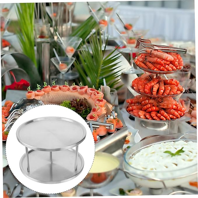 Cabilock Stainless Steel Seafood Plate with Double Layers and Brackets Rust Resistant Snack and Food Serving Platter for Restaurant Use Easy to Clean Refrigerator and Oven Safe Silver