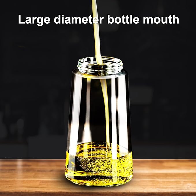 2 in 1 Glass Oil Sprayer & Dispenser,16oz/470ml Olive Cooking, Air Fryer, and Salad, for Kitchen Gadgets and Air Fryer Accessories, w/Stickers (White)