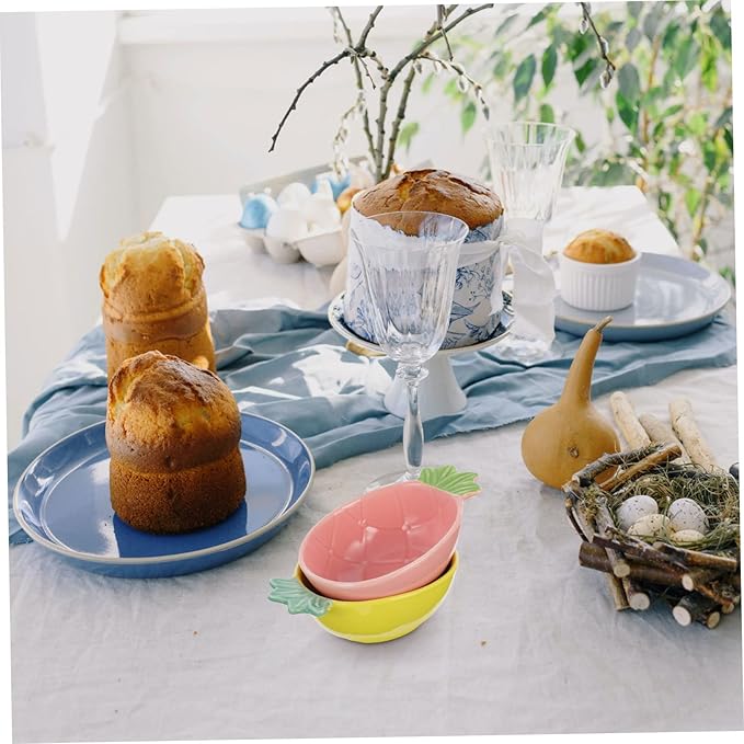 ABOOFAN 2pcs Pineapple Shape Ceramic Seasoning Dish Set Food Sauce Plates for Appetizers Versatile Flavor Dishes for Home Use for Soy Sauce and Vinegar