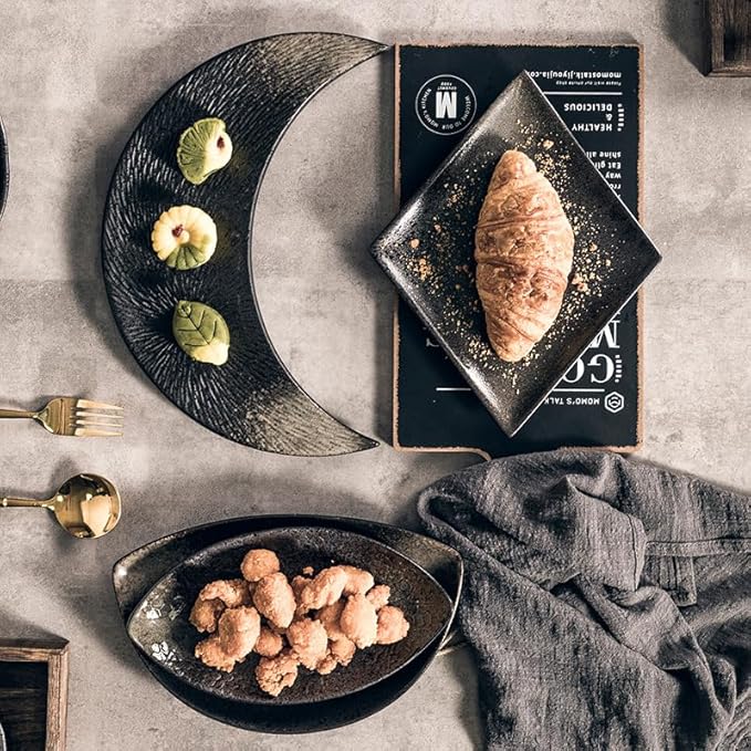 Appetizer Plates Black Vintage Ceramic Tableware Sushi Plate Hotel Barbecue Plate Restaurant Cheap Plates