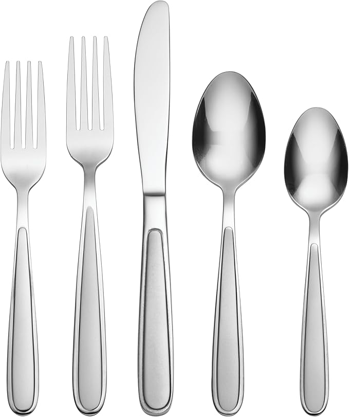 Oneida Jordan 20 Piece Everyday, Service for 4 Flatware, 10.4 inches, Silverware Set