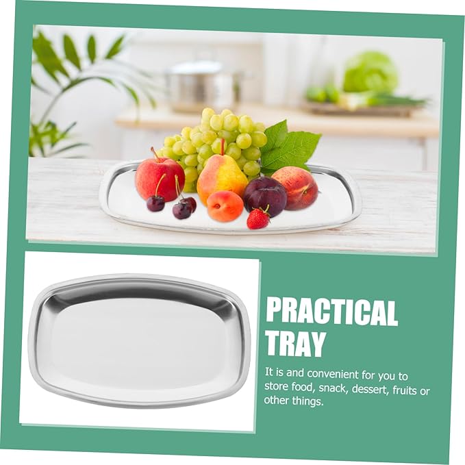 Ciieeo 304 Stainless Steel Serving Tray Rectangular Snack and Fruit Storage Tray for Hotel and Home Use Practical Dish Towel Organizer Easy to Clean
