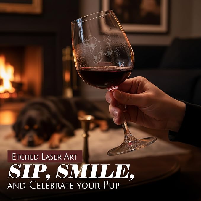 Etched Laser Art Personalized Dog Themed Etched Wine Glass - Custom Dog Breed Wine Glasses, Ideal for Pet Lovers, Unique & Personalized Birthday Gift for Men & Women - Norfolk Terrier, 12.75 oz