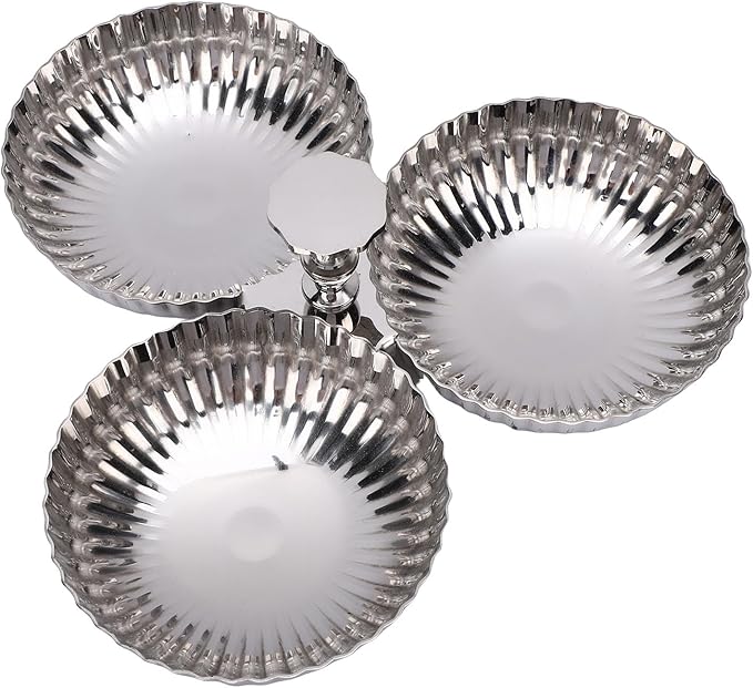 Zerodis 304 Stainless Steel Serving Plate Serving Trays 1 Silver Mirror Reusable Dessert Tray Fruit Bowl Snack Candy Plate Nut Server Platter for Home Kitchen Party 304 Stainless