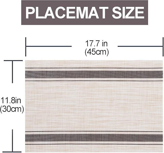 Placemats,PlasticVinyl Washable Heat-Resistant Durable PVC Non-Slip Woven for Kitchen Dining Table Mats (Coffee Beige, Set of 8)
