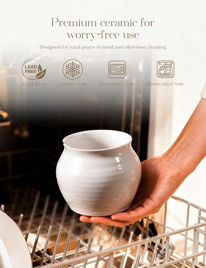 AISBUGUR Sugar Bowl with Lid and Spoon: 13oz Sugar Jar with Bamboo Lid,Ceramic Sugar Container for Coffee Bar - Countertop,Kitchen Decor, White