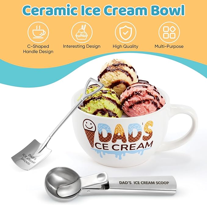Christmas Gifts for Dad from Daughter Son Dad's Gifts for Father's Day Birthday Ice Cream Bowl and Scoop Dad's Ice Cream Bowl Shovel Set Present