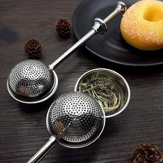 MIAO JIN 2Pcs Stainless Steel Tea Infuser Tea Strainer Sugar Flour Sifters Powdered Sugar Shaker Duster Filters Tea Interval Diffuser for Loose Leaf, Spices, Seasonings(Spherical)