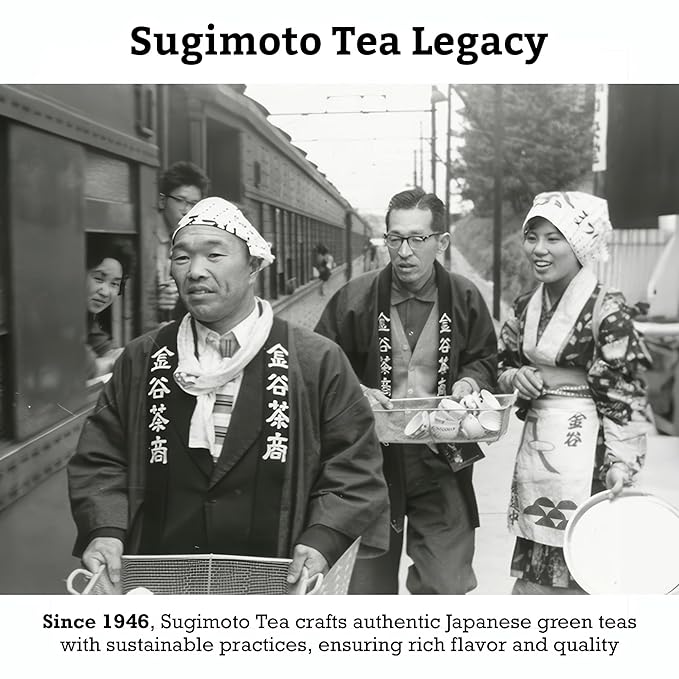 SUGIMOTO TEA Japanese Genmaicha with Matcha Green Tea Bags 20 Count