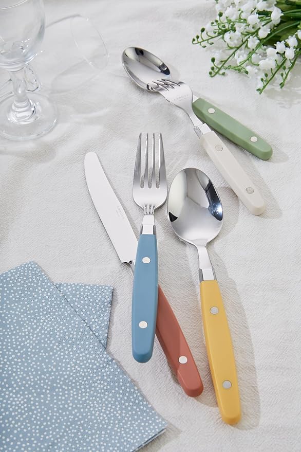 ANNOVA Silverware Set, Retro/Rivet Colorful Stainless Steel Tableware Kitchen Flatware Set Utensils, Includes Dinner Knives, Forks, Spoons, Salad Forks & Dessert Spoons (Morandi Mix, 20 Pieces)