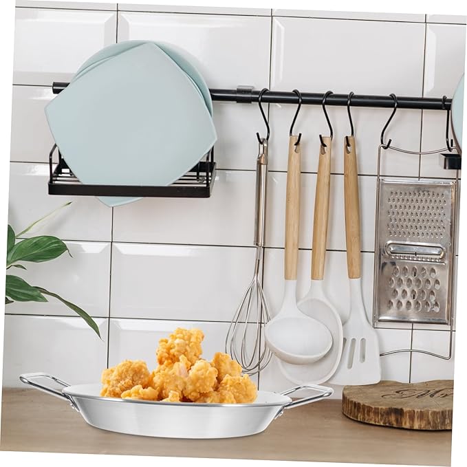1pc Quality Stainless Steel Double Handle Plate Afternoon Tea Tray Dried Fruit Storage Bbq Accessory